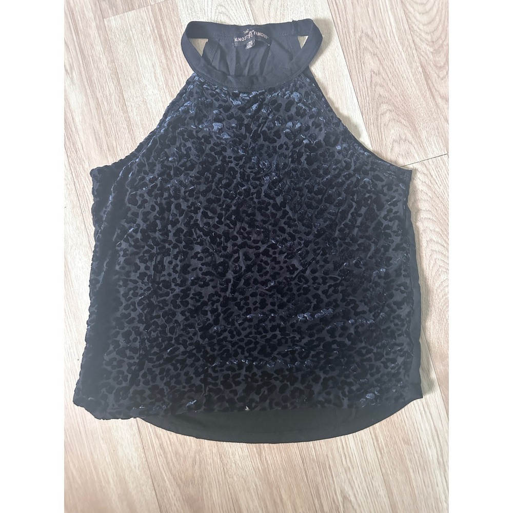 Almost Famous Velvet Leopard Halter Top Sleeveless Blouse - Women's